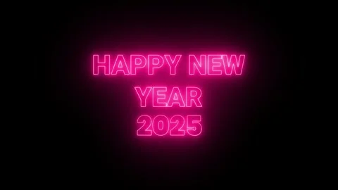 Happy new year 2025 animation on the black background. text new year 2025 n.. Stock Footage 299568012