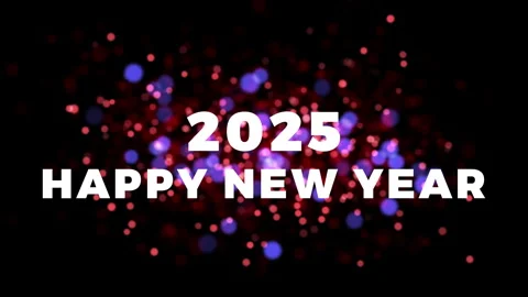Happy New Year 2025 Countdown with Bokeh Background, Sparkles &amp; Fireworks. Stock Footage 295869970