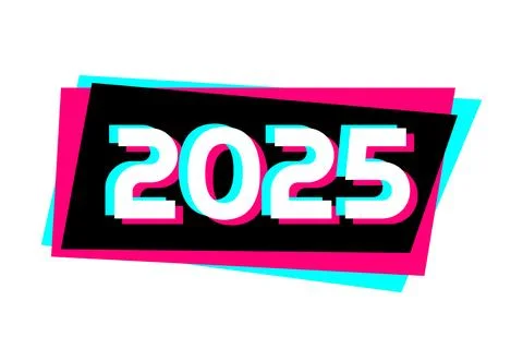 Happy new year 2025 design with colorful theme. New sticker for social media. Stockillustratie