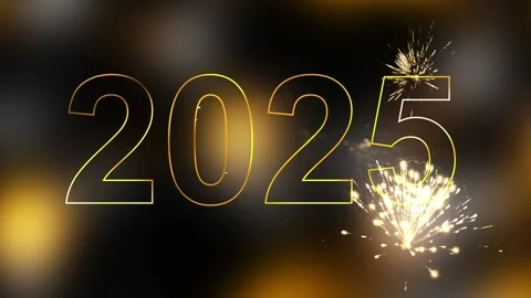 Happy new year 2025 firework on festive abstract background Stock Footage 277410241