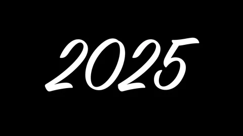 Happy New Year 2025 Script on Black Stock Footage 296493160