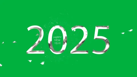 Happy New Year 2025 Text Animation - Silver Stock Footage 295580862