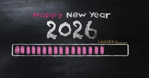 Happy New Year 2026 Countdown with Festive Loading Bar Concept Stock Photos