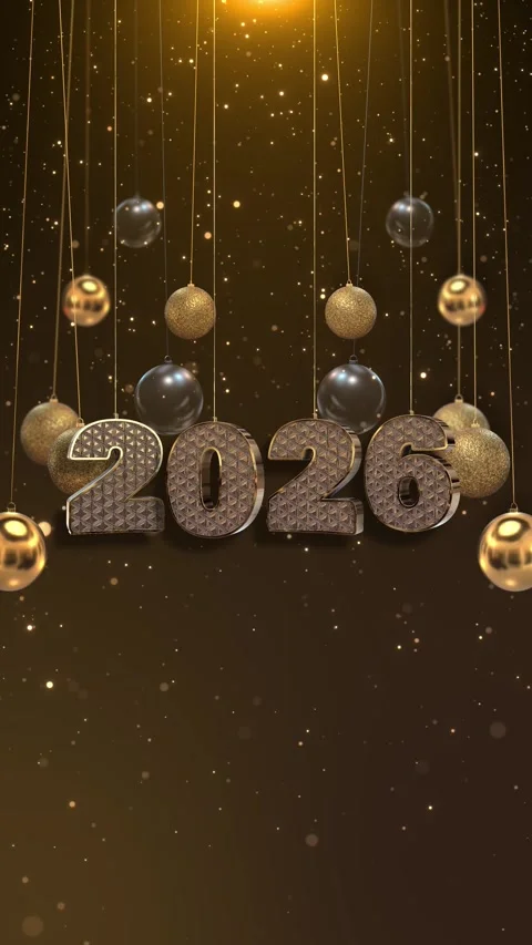 Happy New Year 2026 falling on strings fireworks copy space. Happy New Year Stock Footage 333908245