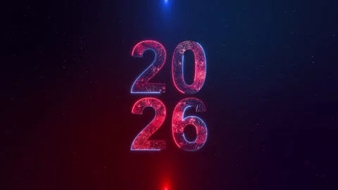 Happy New Year 2026 firework golden glitter stars particle animation bokeh Stock Footage 320767463