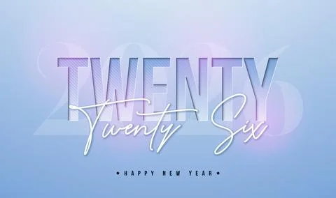 Happy New Year 2026 Greeting Card Design with Cut Out Typography on Light Blu Illustrazione stock