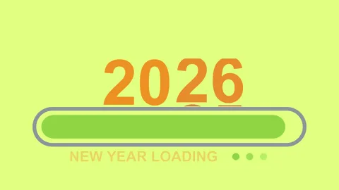 Happy New Year 2026 loading bar transition from 2025 to 2026 on green screen. 20 Stock Footage 321702965