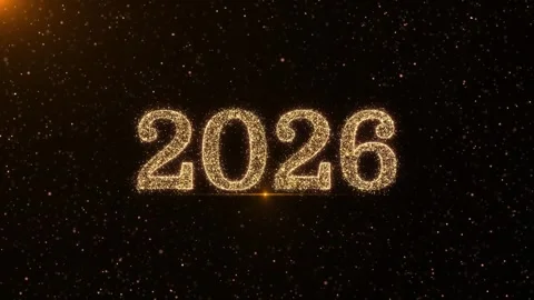 Happy New Year 2026 Text Animation. Festive greeting card design for New Year Stock Footage 320754472