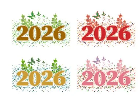 Happy new year 2026 vector calligraphic design. Happy new year 2026 bundle .. Stock Illustration