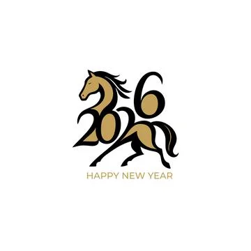 Happy New Year 2026 . Year of the Horse Stock Illustration