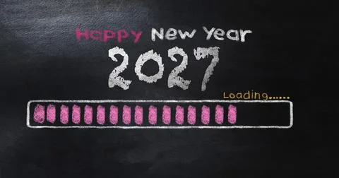 Happy New Year 2027 Countdown with Festive Loading Bar Concept Stock Photos