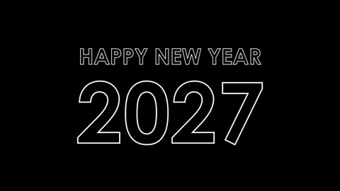 Happy New Year 2027 Editable Text Display with Fireworks Background 4K Stock Footage 336980875
