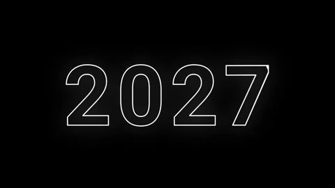 Happy New Year 2027 Editable Text Display with Fireworks Background 4K Stock Footage 336980883