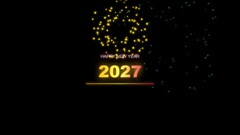 Happy New Year 2027 Loading Bar Countdown and Fireworks Celebration Stock Footage 344682187