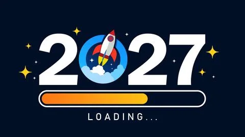 Happy New Year 2027 loading countdown design Stock Illustration
