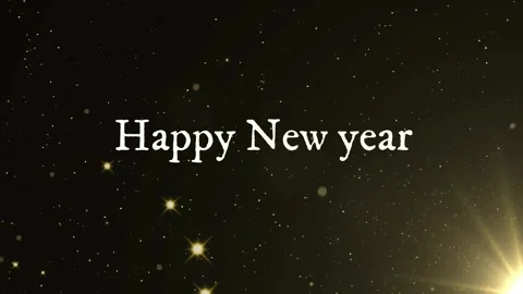 Happy New Year 2027 Text Animation – Golden Star Flares, Sparkling Particles, an Видео 337763630