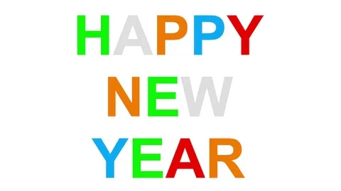 Happy new year - 30fps loop - randomized playful colorful letters 2d Stock Footage 69143610