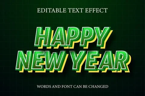 Happy new year 3d gradient style text effect Stock Illustration