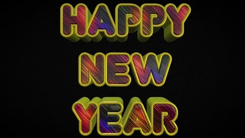 Happy New Year 3D Shiny And Colorful Text Stock Footage 83710185