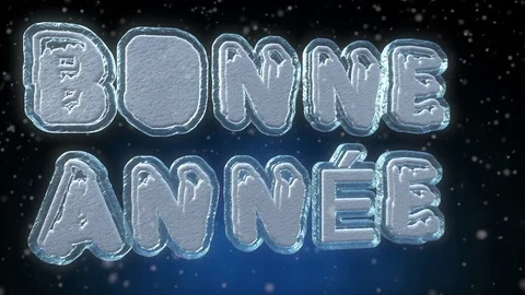 Happy New Year 3D Text Looping Animation in French Language Stock Footage 83400035