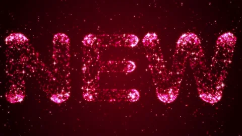 Happy new year 3d text animation footage, shinning stars and glowing effect, red Stock Footage 145217656