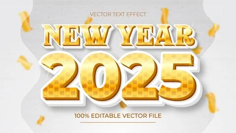 Happy new year 3d text effect and editable text effect luxury style Stock Illustration