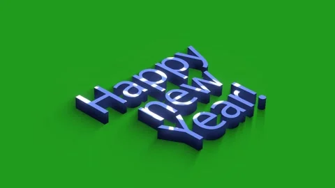 Happy New Year 3D Typography | Celebration Text on Green Screen Stock Footage 323505380