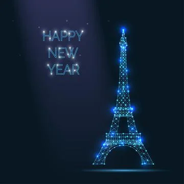 Happy new year. Abstract vector Illustration wireframe telecommunications sig Ilustração Stock