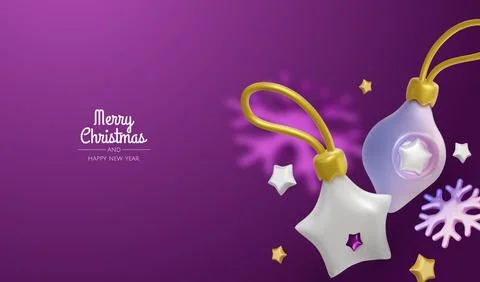 Happy New Year and Merry Christmas. Christmas holiday background with realistic Stock Illustration
