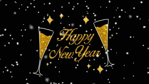 Happy new year and snowfall motion graphics with night background Stock Footage 204795080