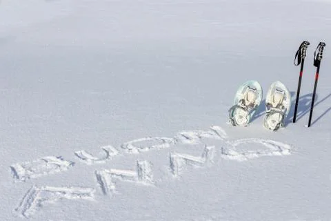 Happy New Year and snowshoes Stock Photos