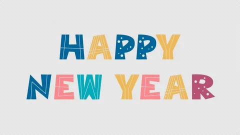 Happy New Year  animated text on transparent background Video stock 220772632