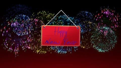 Happy New Year animation text with sparkles. City Day holiday on New Year's Vídeos de archivo 119359154