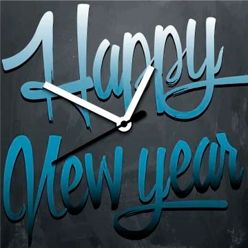 Happy New Year background with clock Stock-Illustration
