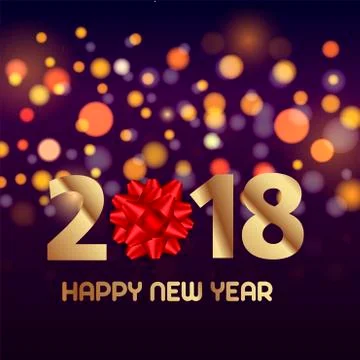 Happy New Year background with defocused lights.Vector. Stock Illustration