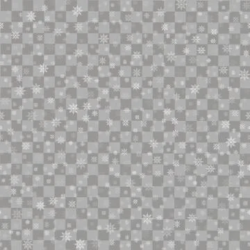 Happy New Year background with falling snowflakes on transparent background. Stock Illustration