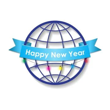 Happy New Year on the background of the globe Stock Illustration