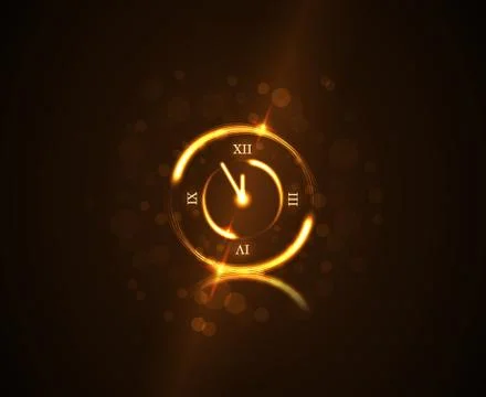 Happy New Year background gold clock Stock Illustration