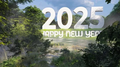 Happy New Year background with green environment and numbers 2025 Stock Footage 294307547