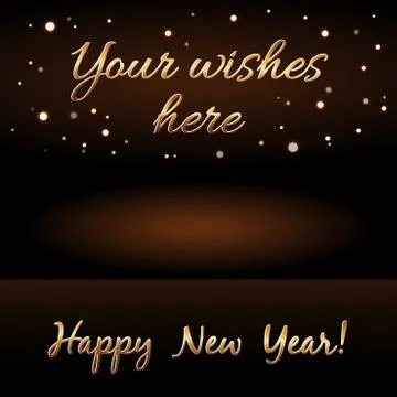 Happy New Year background with magic gold rain. Golden text for card. Christm Stock Illustration
