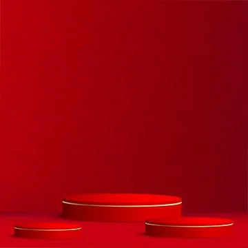 Happy New Year background with red podium. Vector Stock Illustration