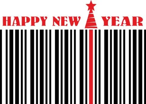 Happy new year barcode flyer Stock Illustration