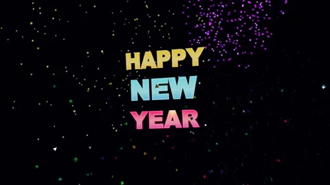 Happy new year bold 3d text 库存影片 346275341
