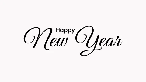 Happy New Year calligraphy text animation on white background Stock-Footage 345034342