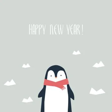 Happy new year card vector template with funny message and cute, adorable, hand Illustrazione stock