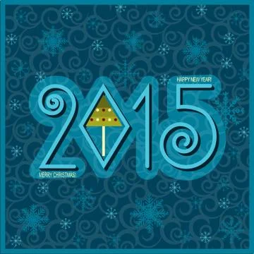 Happy new year card.vector blue illustration Stock Illustration