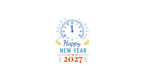 Happy New Year Clock Theme Design 2027 Stock Illustration