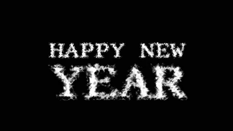 Happy New Year cloud text effect black isolated background Video stock 139641183