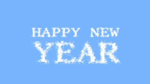 Happy New Year cloud text effect sky isolated background Stock Footage 139641185