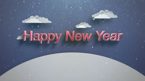 Happy New Year with cloudy and snowflakes in snowing time Видео 166379749